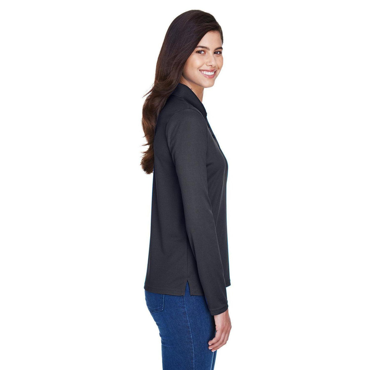 no-logo Core 365 Women's Pinnacle Performance Long-Sleeve Pique Polo-Ladies Polos-CORE365-Thread Logic