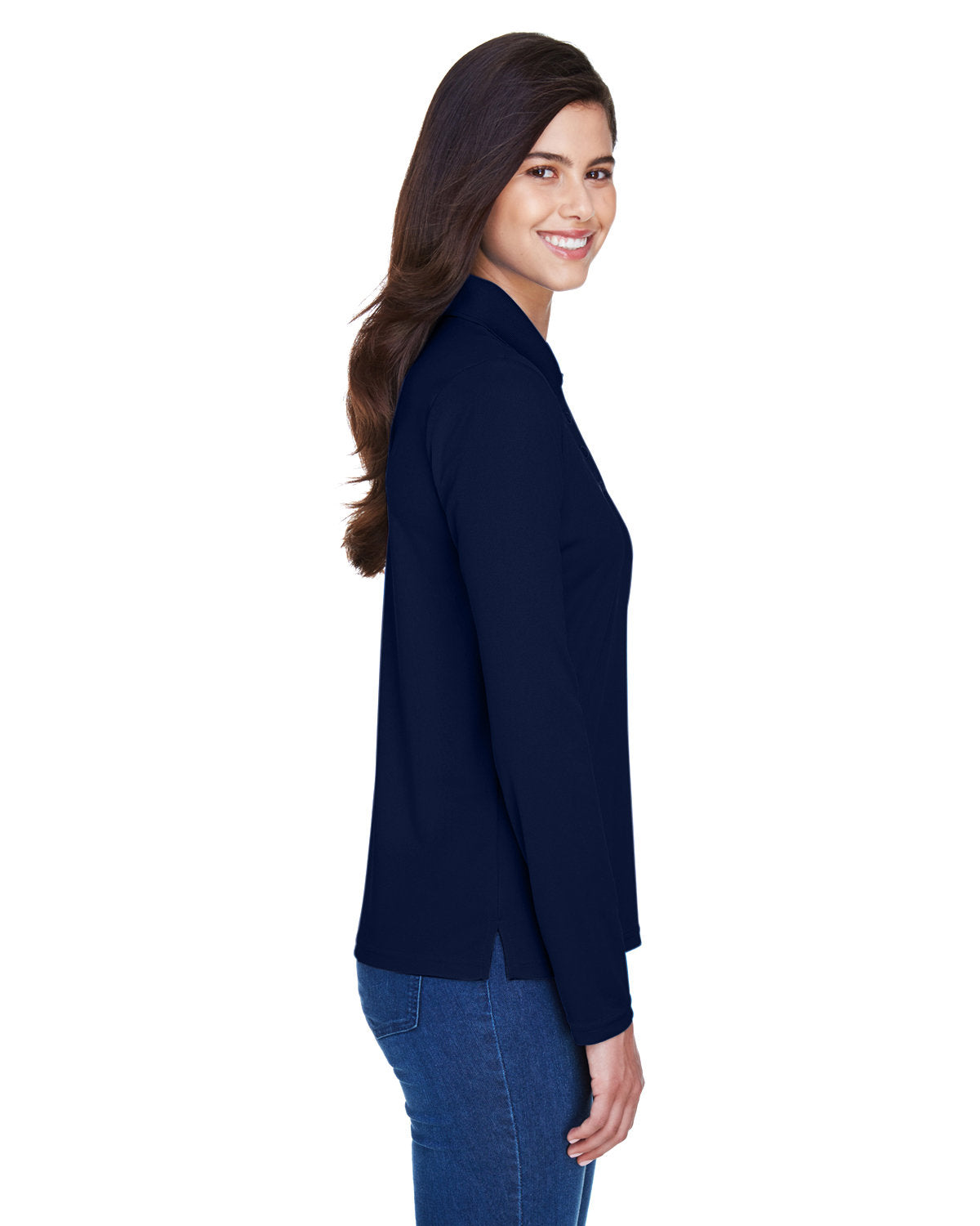 no-logo Core 365 Ladies Pinnacle Performance Long-Sleeve Pique Polo-Ladies Polos-CORE365-Thread Logic