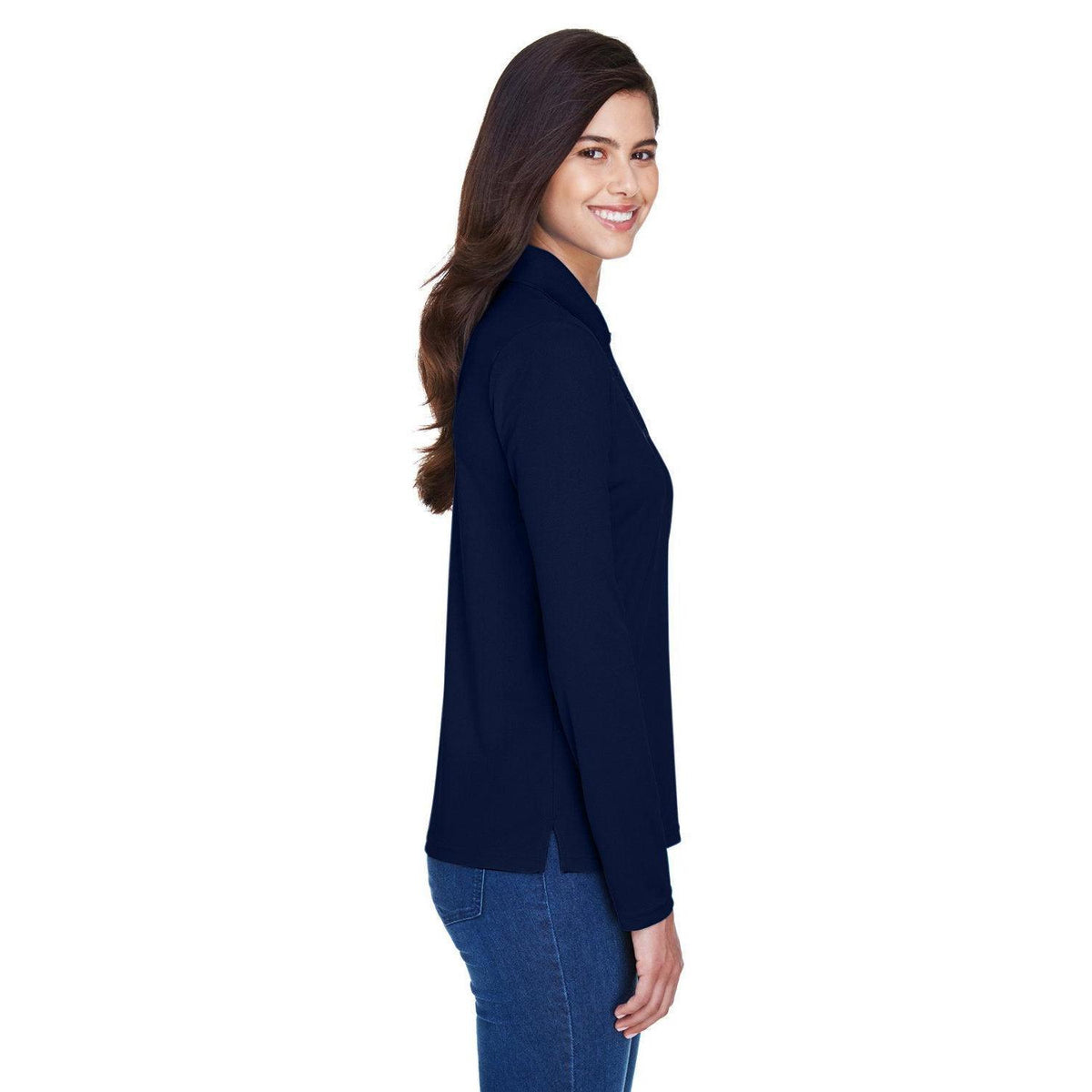 no-logo Core 365 Women's Pinnacle Performance Long-Sleeve Pique Polo-Ladies Polos-CORE365-Thread Logic