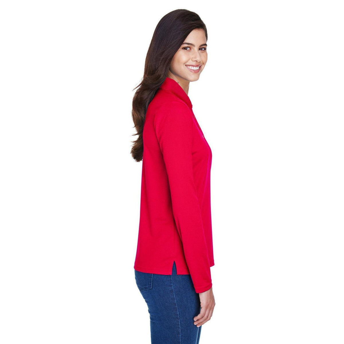 no-logo Core 365 Women's Pinnacle Performance Long-Sleeve Pique Polo-Ladies Polos-CORE365-Thread Logic