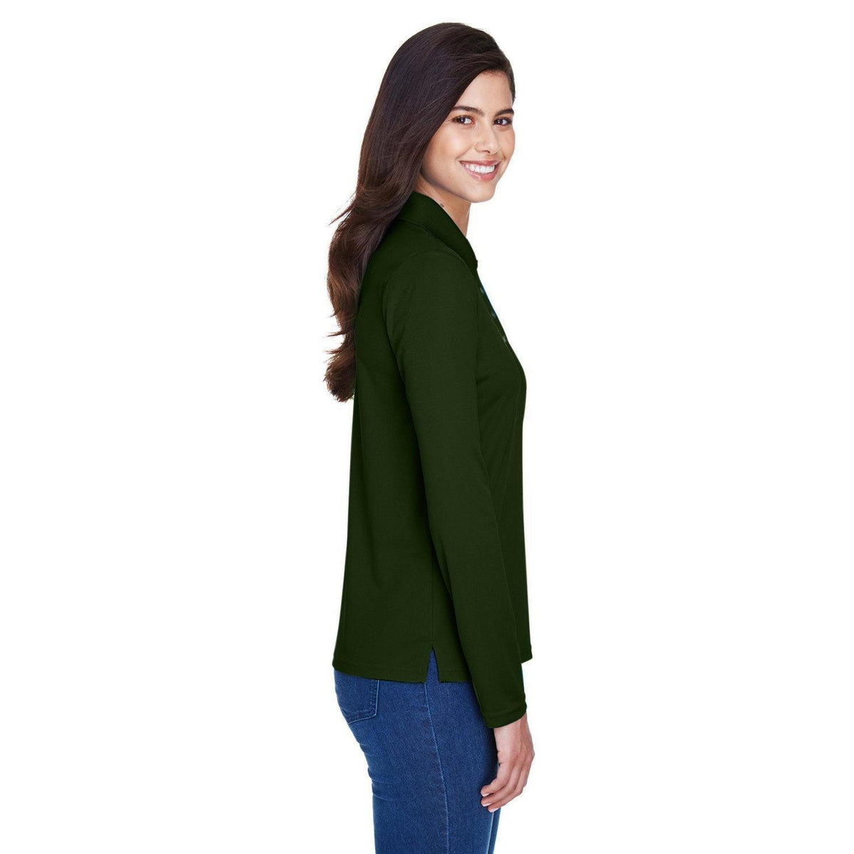 no-logo Core 365 Women's Pinnacle Performance Long-Sleeve Pique Polo-Ladies Polos-CORE365-Thread Logic