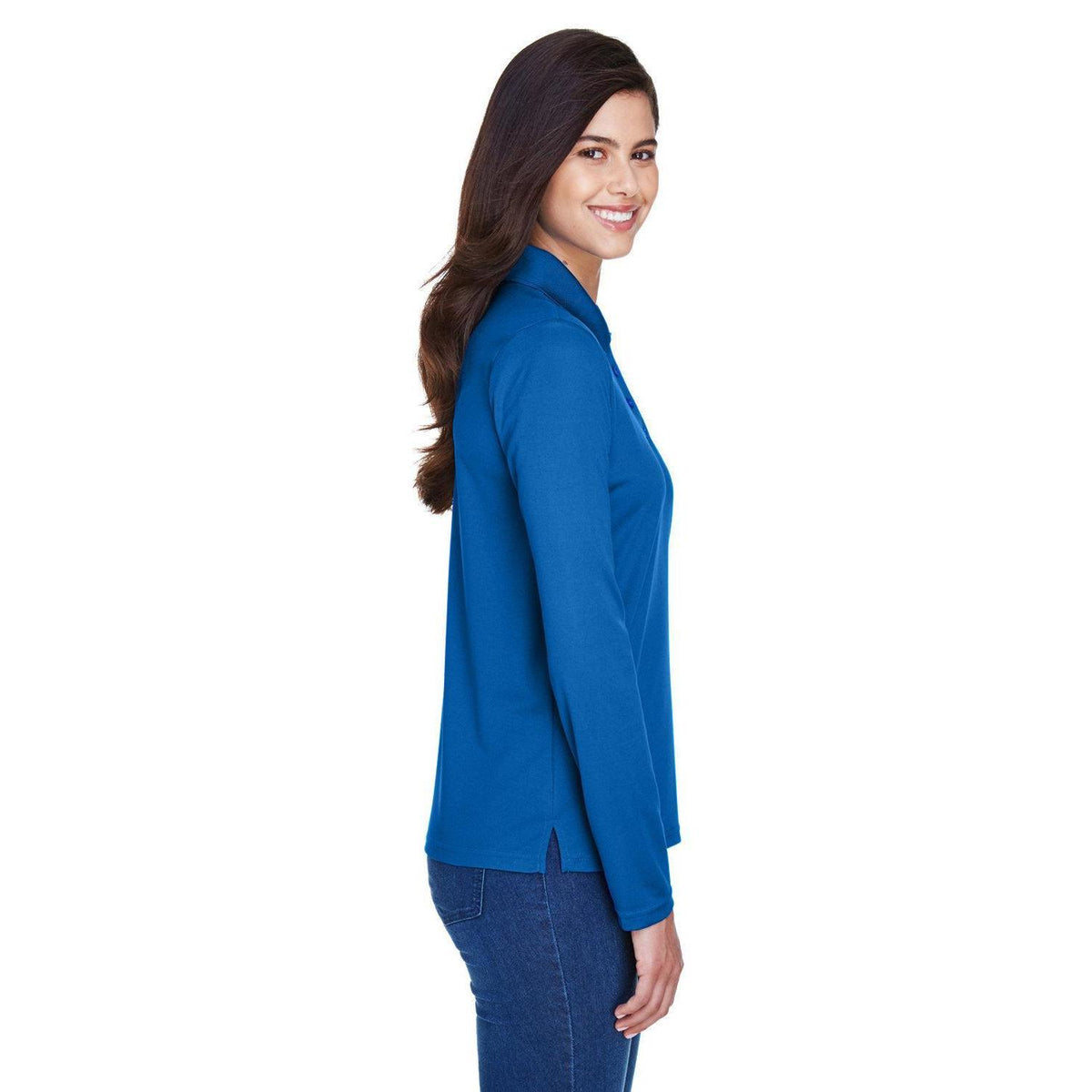 no-logo Core 365 Women's Pinnacle Performance Long-Sleeve Pique Polo-Ladies Polos-CORE365-Thread Logic