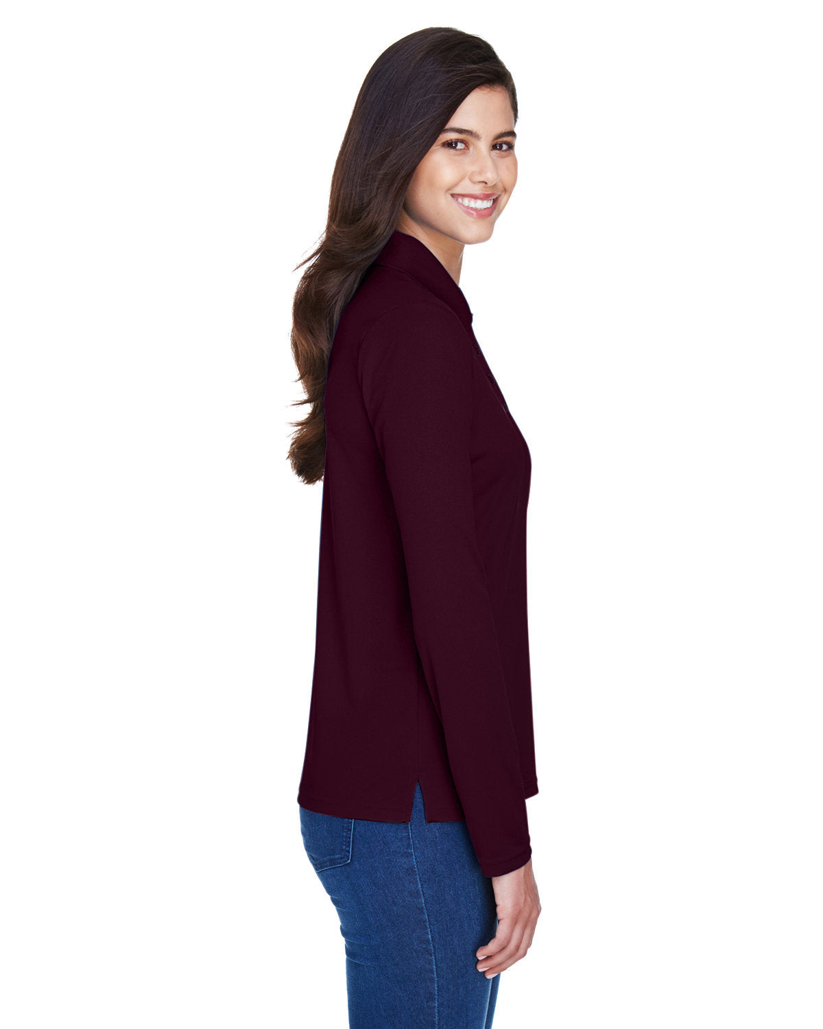no-logo Core 365 Ladies Pinnacle Performance Long-Sleeve Pique Polo-Ladies Polos-CORE365-Thread Logic