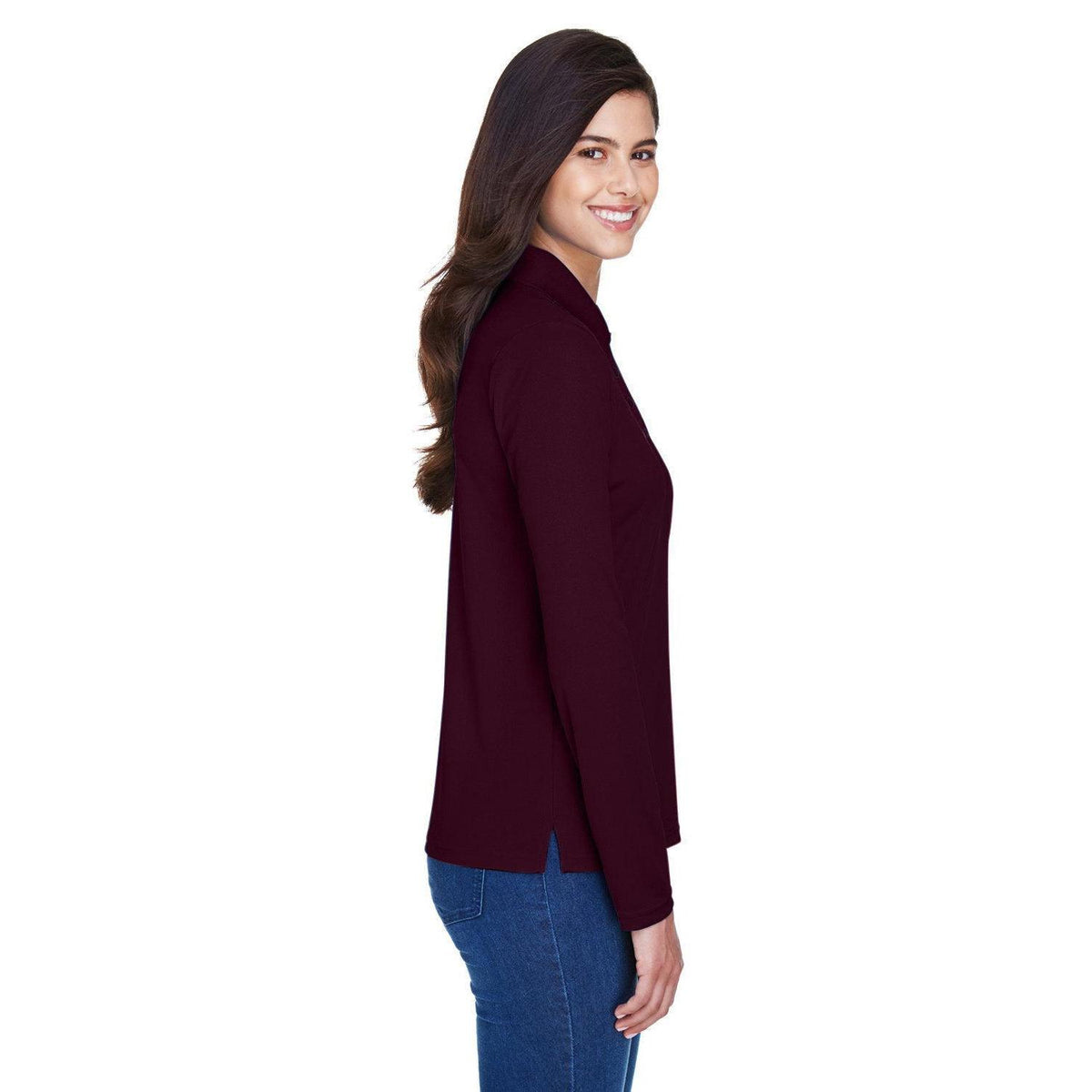 no-logo Core 365 Women's Pinnacle Performance Long-Sleeve Pique Polo-Ladies Polos-CORE365-Thread Logic