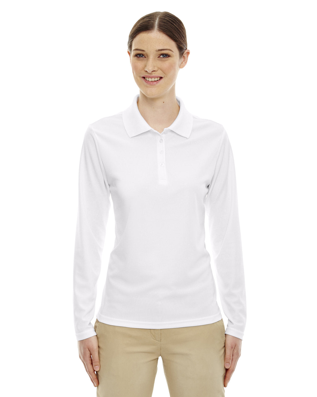  Core 365 Ladies Pinnacle Performance Long-Sleeve Pique Polo-Ladies Polos-CORE365-White-XS-Thread Logic