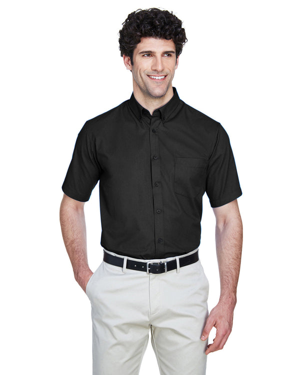  Core 365 Optimum Short-Sleeve Twill Shirt-Men's Dress Shirts-CORE365-Black-S-Thread Logic