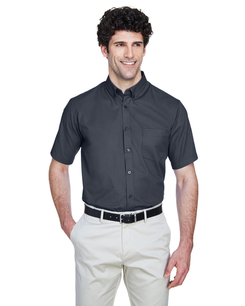  Core 365 Optimum Short-Sleeve Twill Shirt-Men's Dress Shirts-CORE365-Carbon-S-Thread Logic
