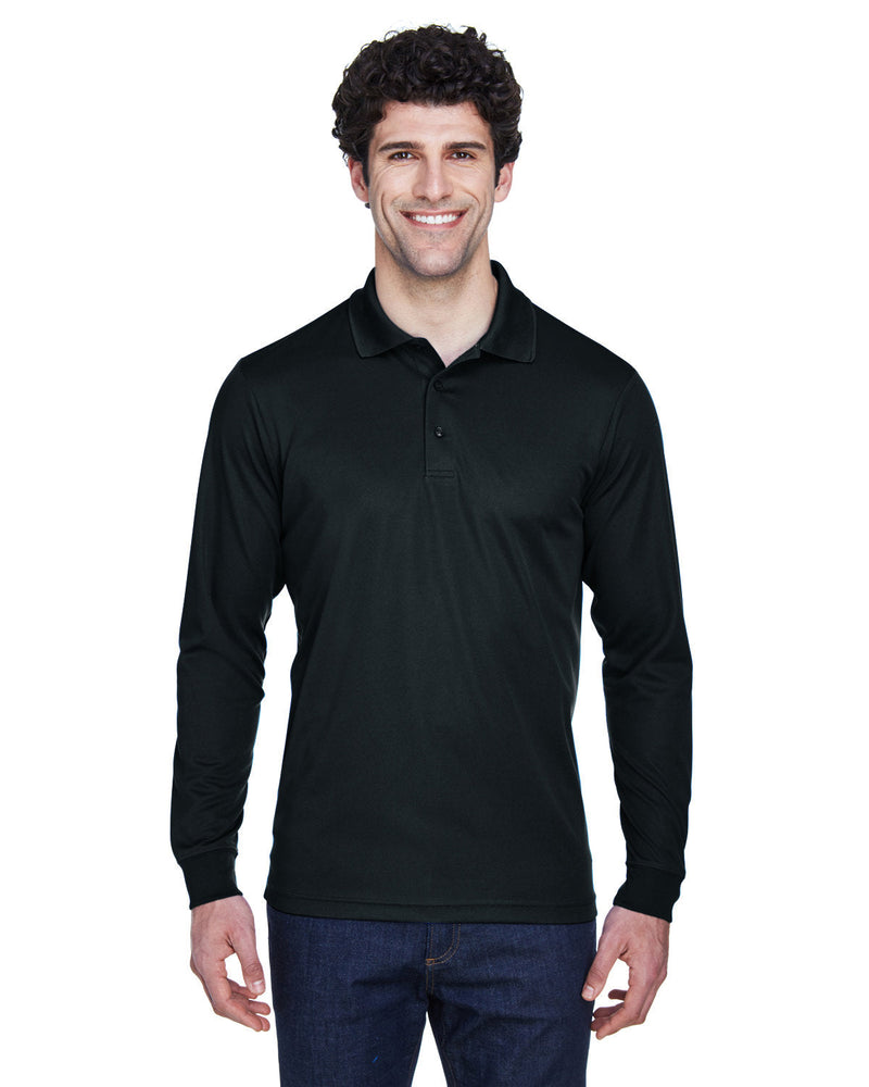  Core 365 Pinnacle Performance Long-Sleeve Pique Polo-Men's Polos-CORE365-Black-S-Thread Logic