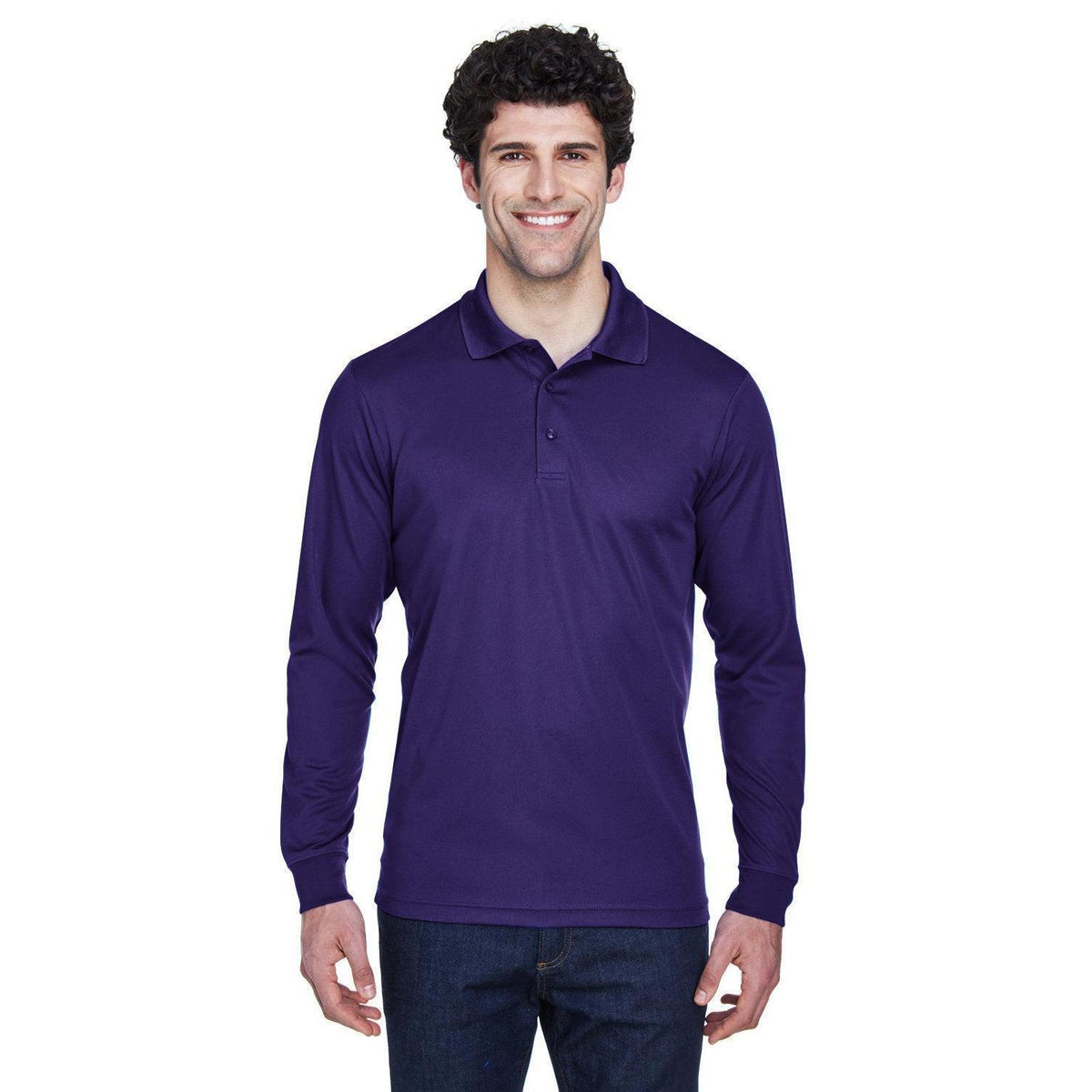 no-logo Core 365 Pinnacle Performance Long-Sleeve Pique Polo-Polos-CORE365-Campus Purple-S-Thread Logic