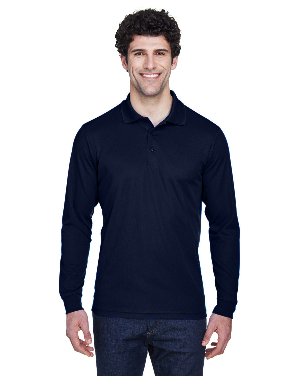  Core 365 Pinnacle Performance Long-Sleeve Pique Polo-Men's Polos-CORE365-Classic Navy-S-Thread Logic