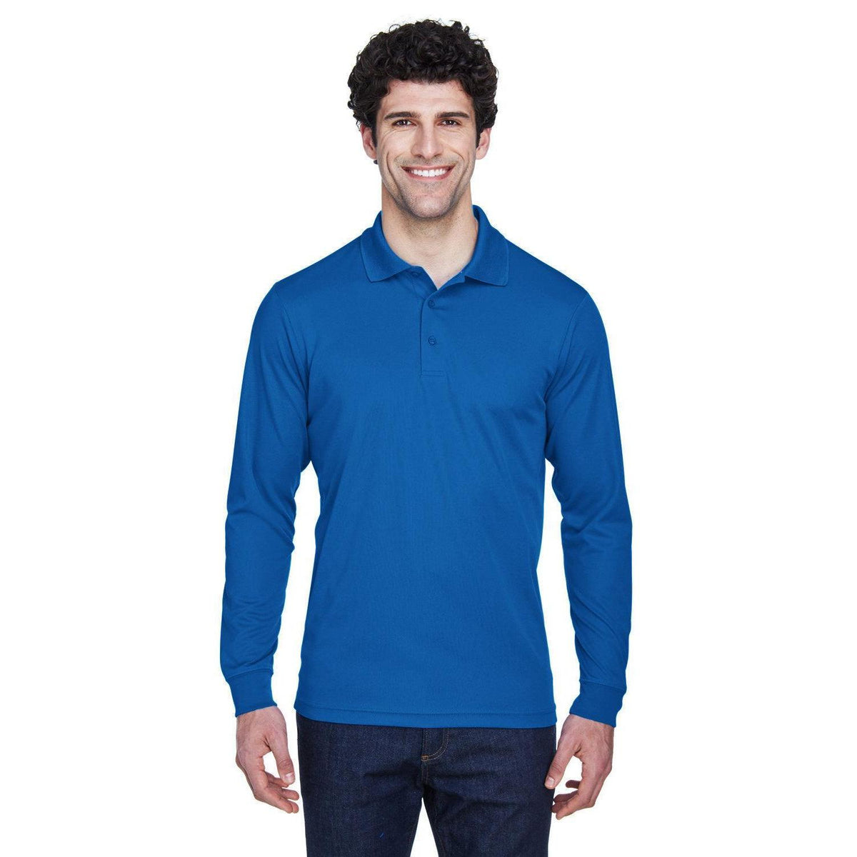 no-logo Core 365 Pinnacle Performance Long-Sleeve Pique Polo-Polos-CORE365-True Royal-S-Thread Logic