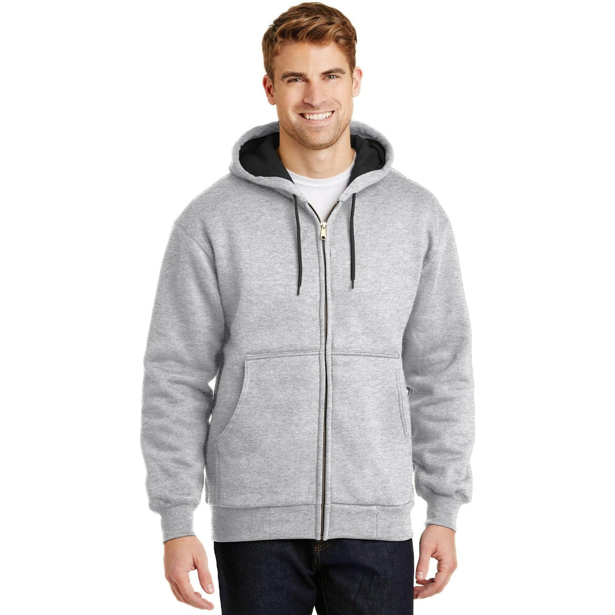 no-logo CornerStone Full-Zip Hooded Sweatshirt with Thermal Lining-Full Zips-Cornerstone-Thread Logic
