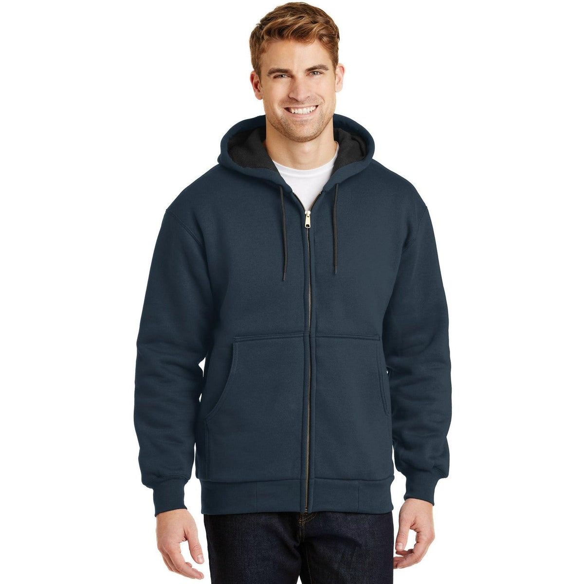no-logo CornerStone Full-Zip Hooded Sweatshirt with Thermal Lining-Full Zips-Cornerstone-Thread Logic