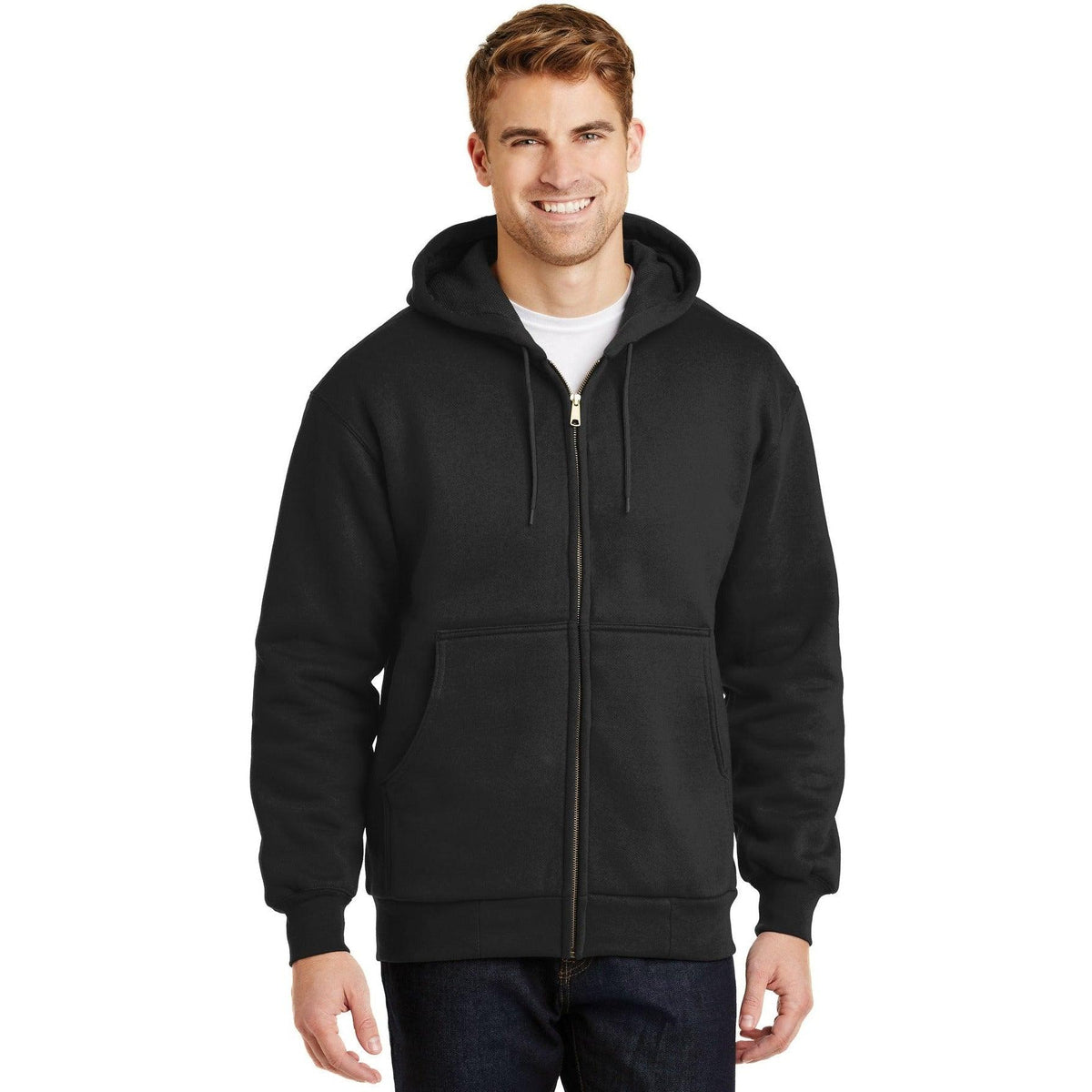 no-logo CornerStone Full-Zip Hooded Sweatshirt with Thermal Lining-Full Zips-Cornerstone-Thread Logic