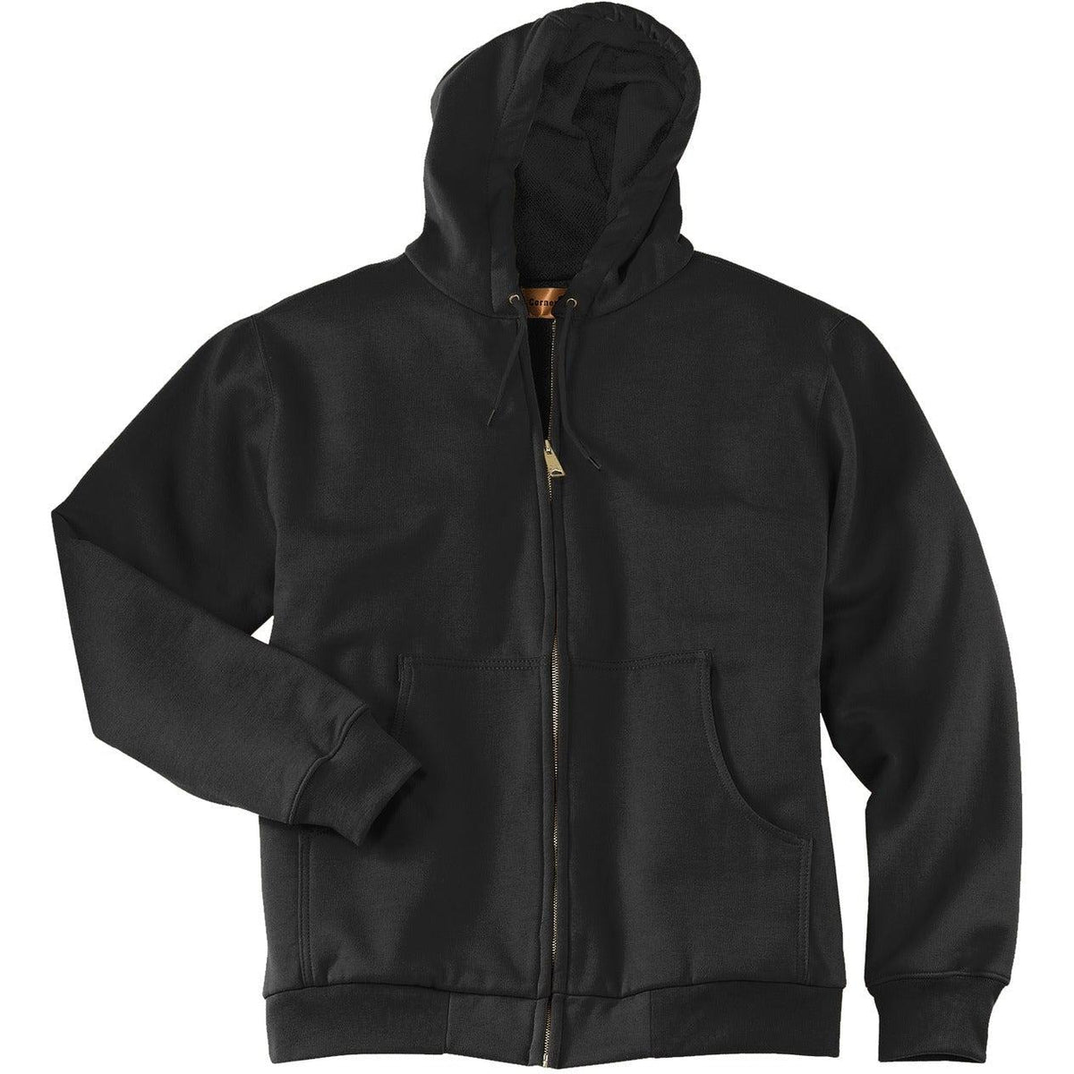 no-logo CornerStone Full-Zip Hooded Sweatshirt with Thermal Lining-Full Zips-Cornerstone-Black-S-Thread Logic