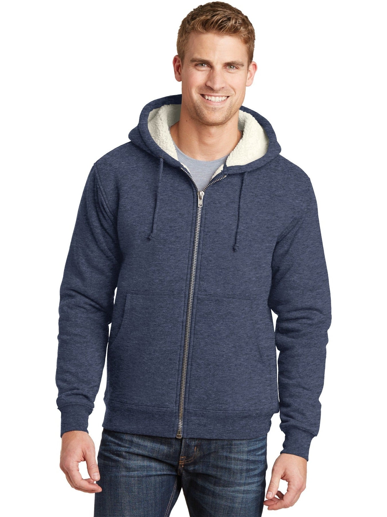 no-logo CornerStone Heavyweight Sherpa-Lined Hooded Fleece Jacket-Regular-Cornerstone-Thread Logic