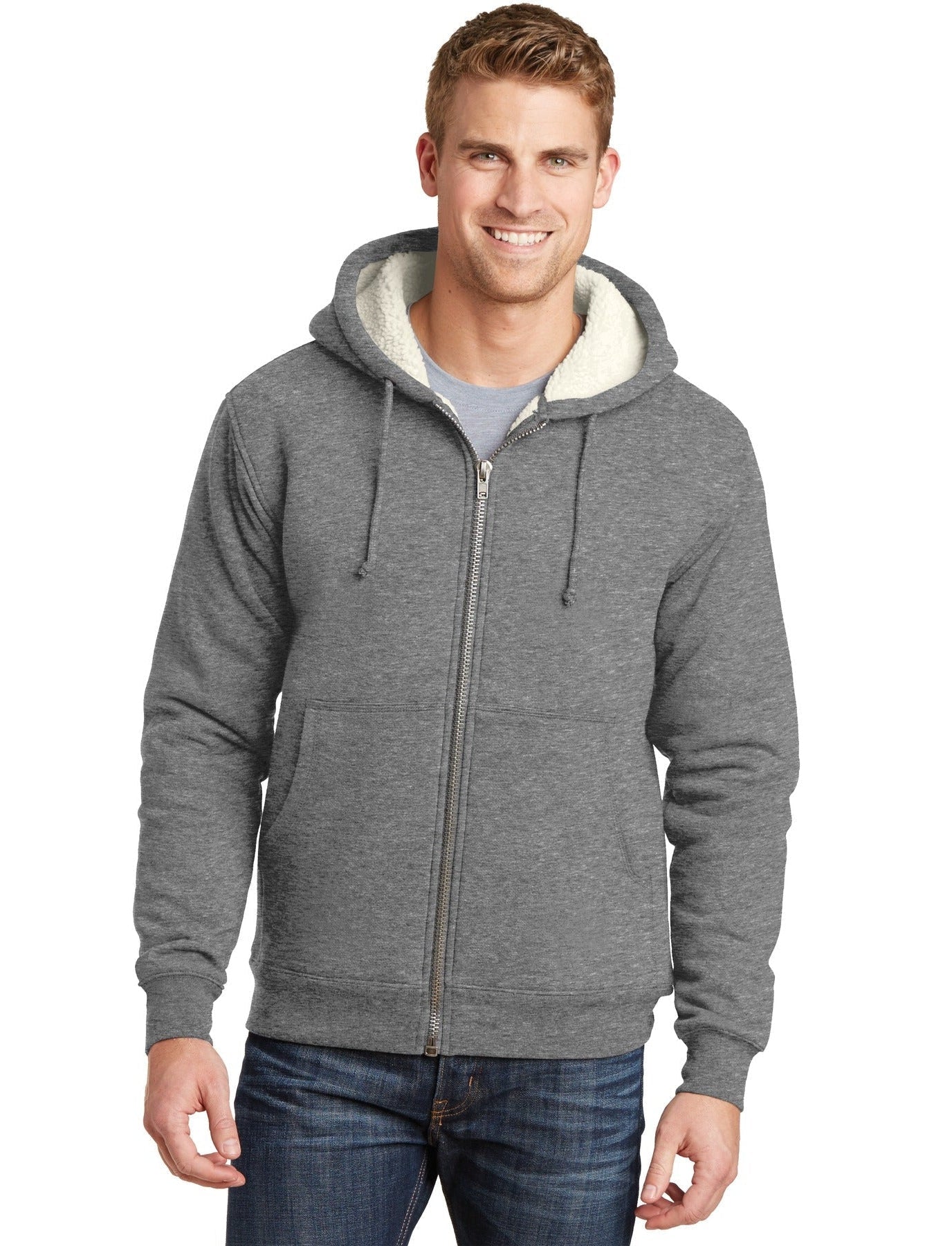 no-logo CornerStone Heavyweight Sherpa-Lined Hooded Fleece Jacket-Regular-Cornerstone-Thread Logic