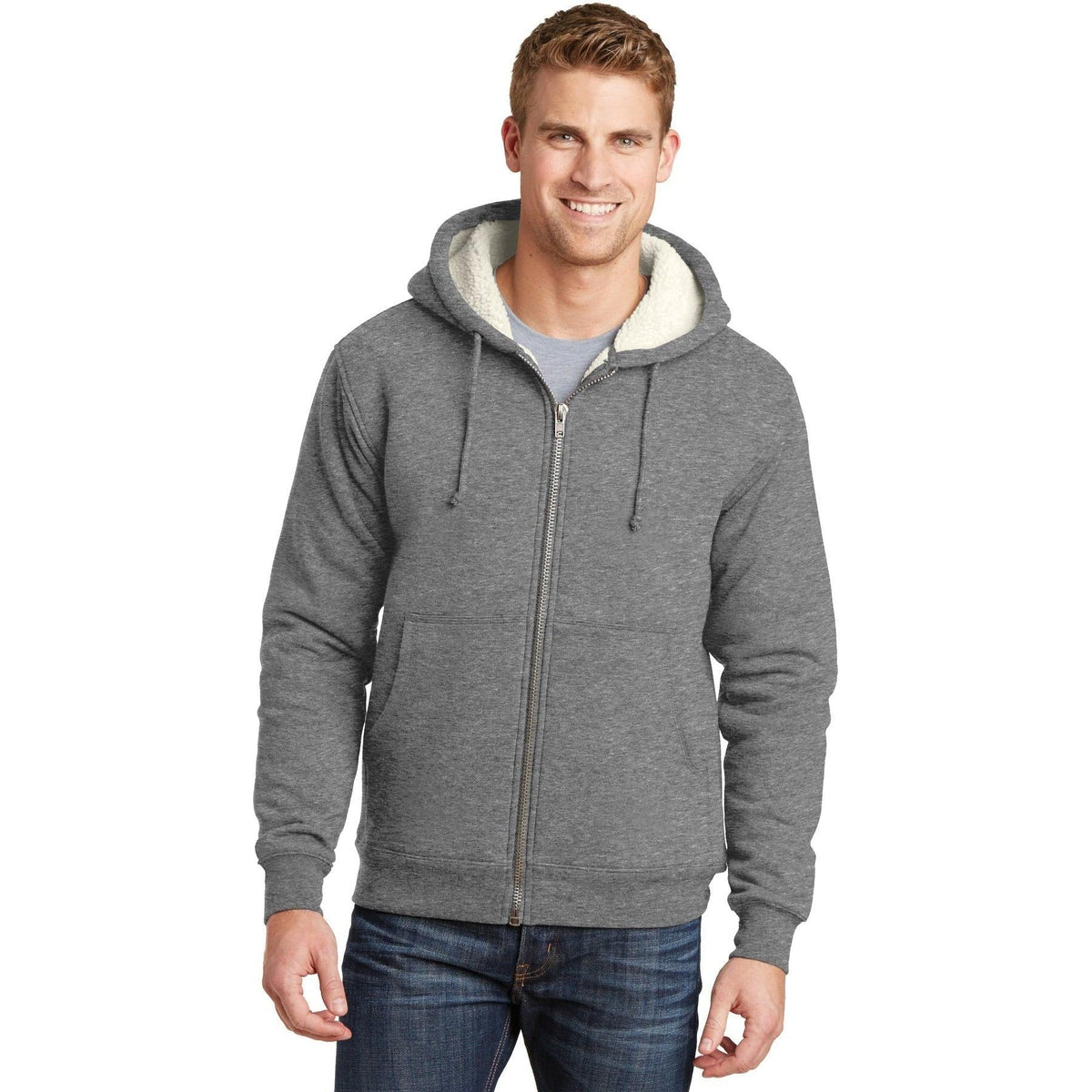no-logo CornerStone Heavyweight Sherpa-Lined Hooded Fleece Jacket-Regular-Cornerstone-Thread Logic