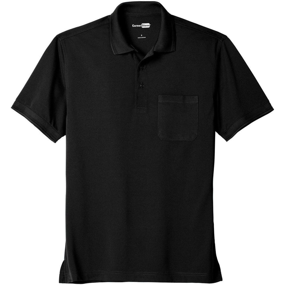 no-logo CornerStone Industrial Snag-Proof Pique Pocket Polo-Regular-Cornerstone-Black-XS-Thread Logic