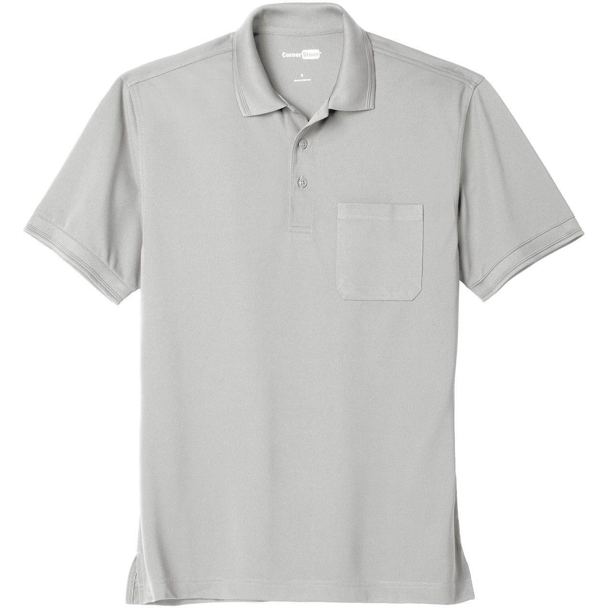 no-logo CornerStone Industrial Snag-Proof Pique Pocket Polo-Regular-Cornerstone-Light Grey-XS-Thread Logic