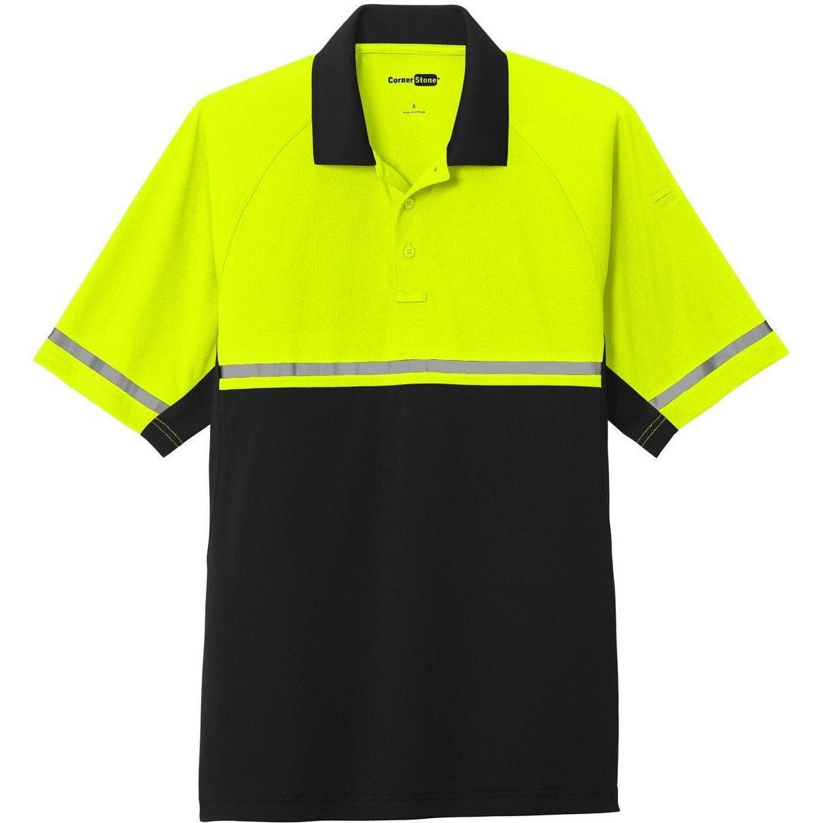 no-logo CornerStone Select Lightweight Snag-Proof Enhanced Visibility Polo-Regular-Cornerstone-Safety Yellow/Black-S-Thread Logic