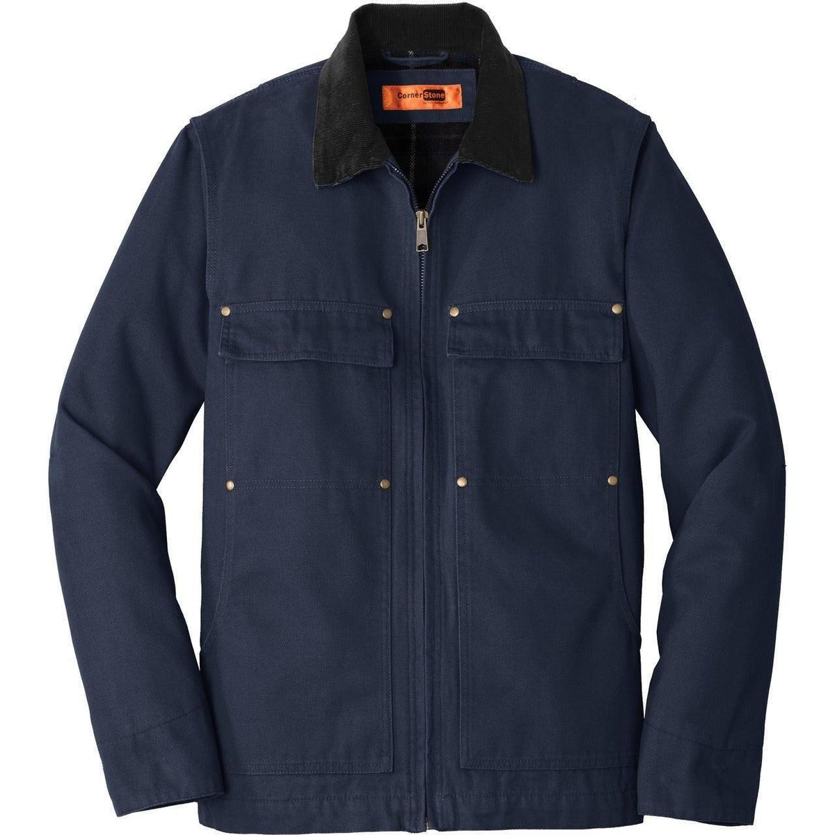 logo-left CornerStone Washed Duck Cloth Chore Coat-Active-Cornerstone-Navy-S-Thread Logic