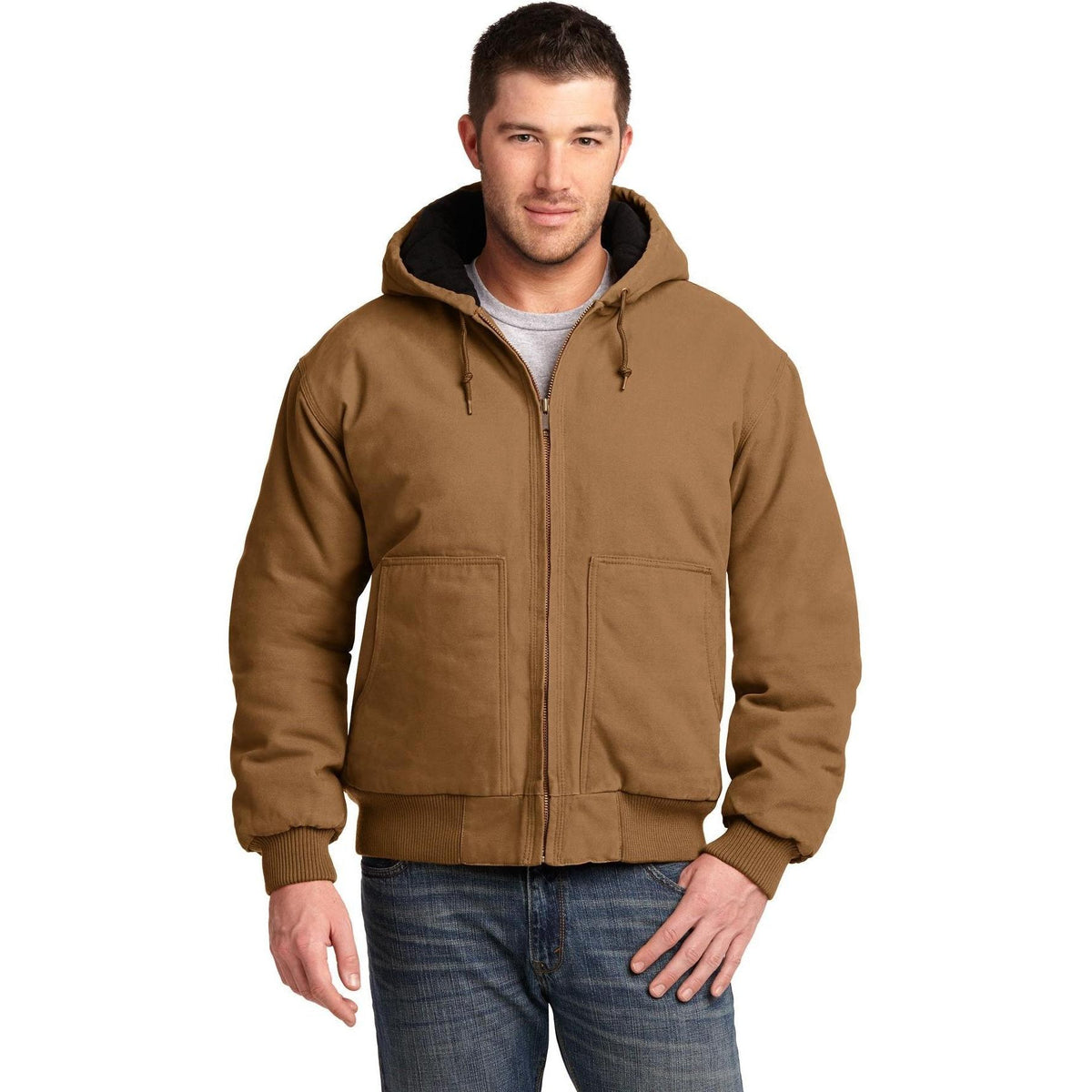no-logo CornerStone Washed Duck Cloth Insulated Hooded Work Jacket-Regular-Cornerstone-Thread Logic