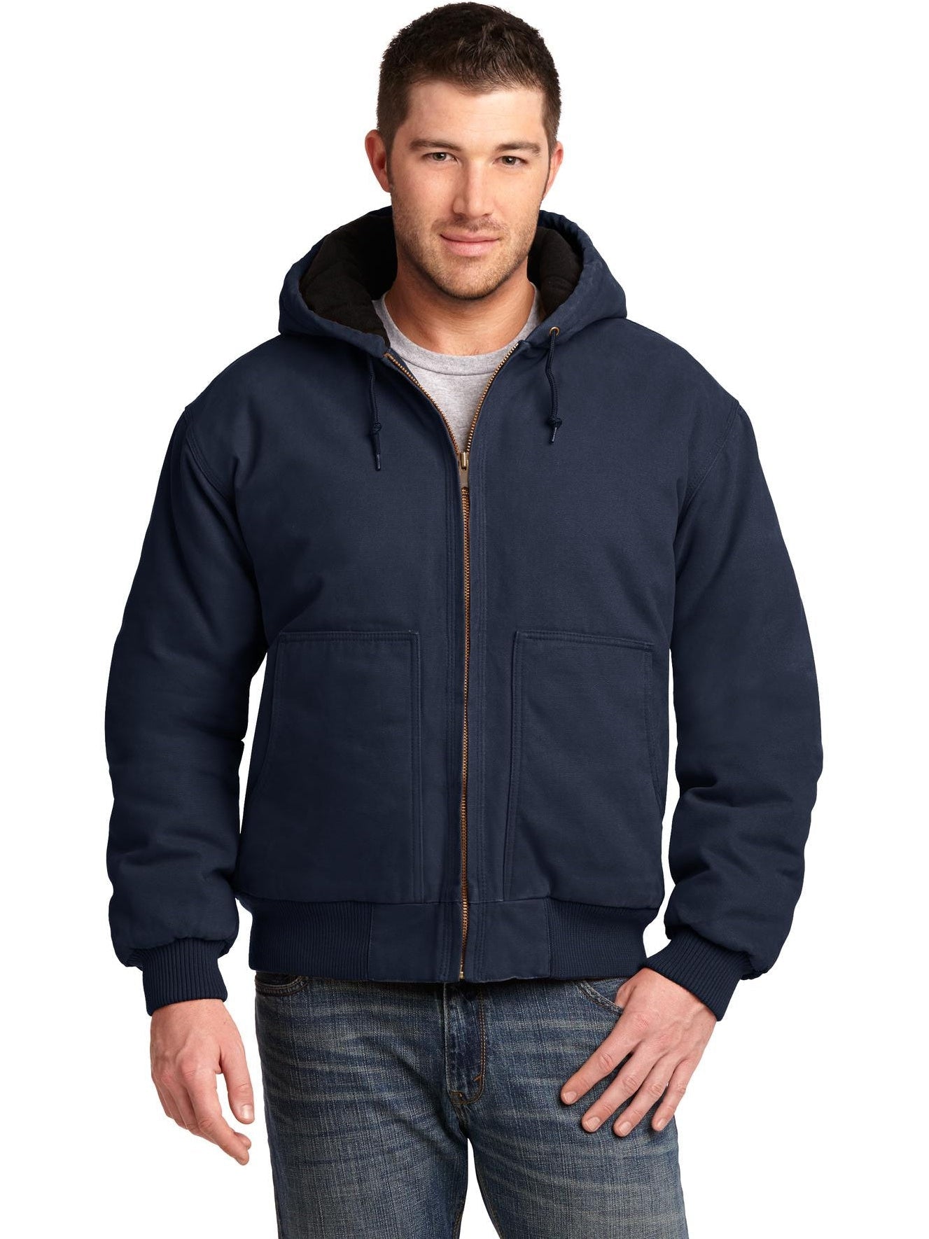 no-logo CornerStone Washed Duck Cloth Insulated Hooded Work Jacket-Regular-Cornerstone-Thread Logic