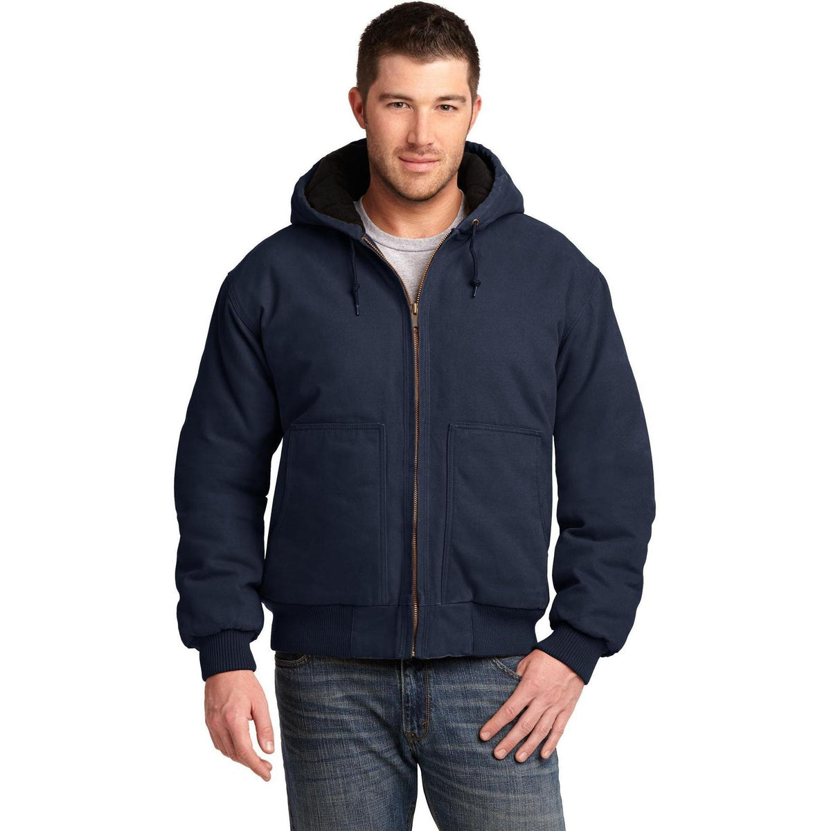 no-logo CornerStone Washed Duck Cloth Insulated Hooded Work Jacket-Regular-Cornerstone-Thread Logic
