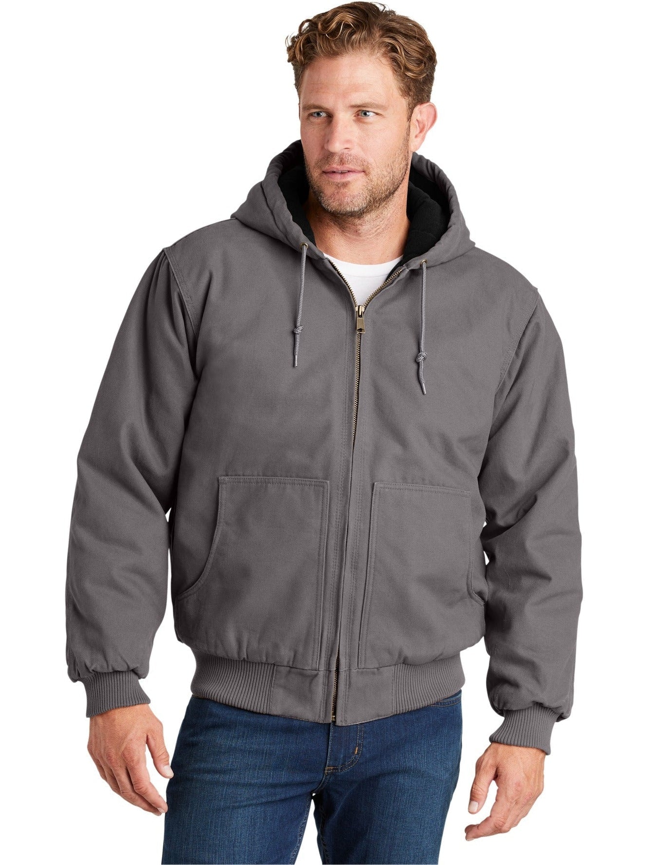 no-logo CornerStone Washed Duck Cloth Insulated Hooded Work Jacket-Regular-Cornerstone-Thread Logic