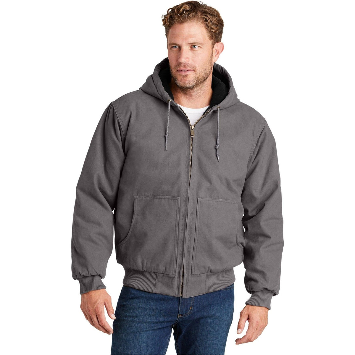 no-logo CornerStone Washed Duck Cloth Insulated Hooded Work Jacket-Regular-Cornerstone-Thread Logic