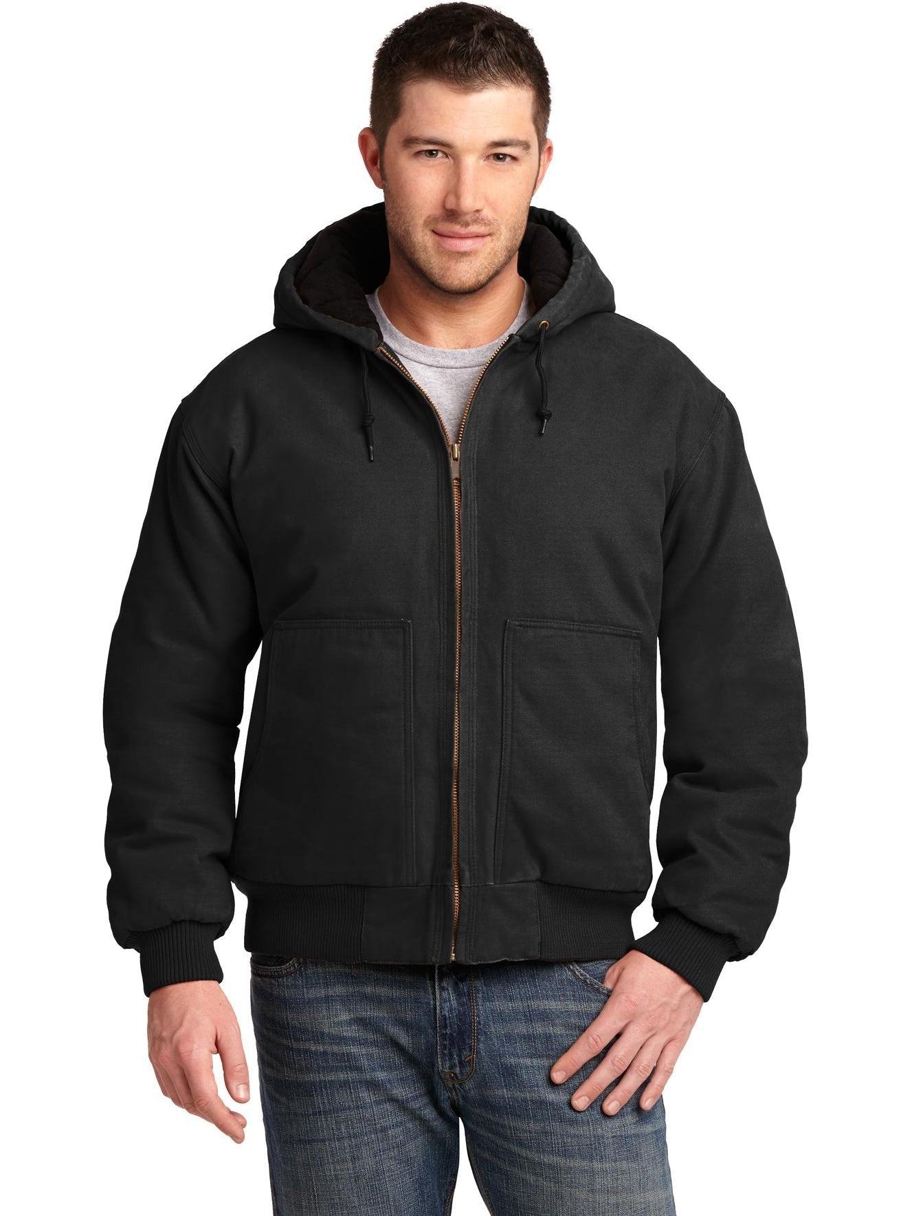 no-logo CornerStone Washed Duck Cloth Insulated Hooded Work Jacket-Regular-Cornerstone-Thread Logic