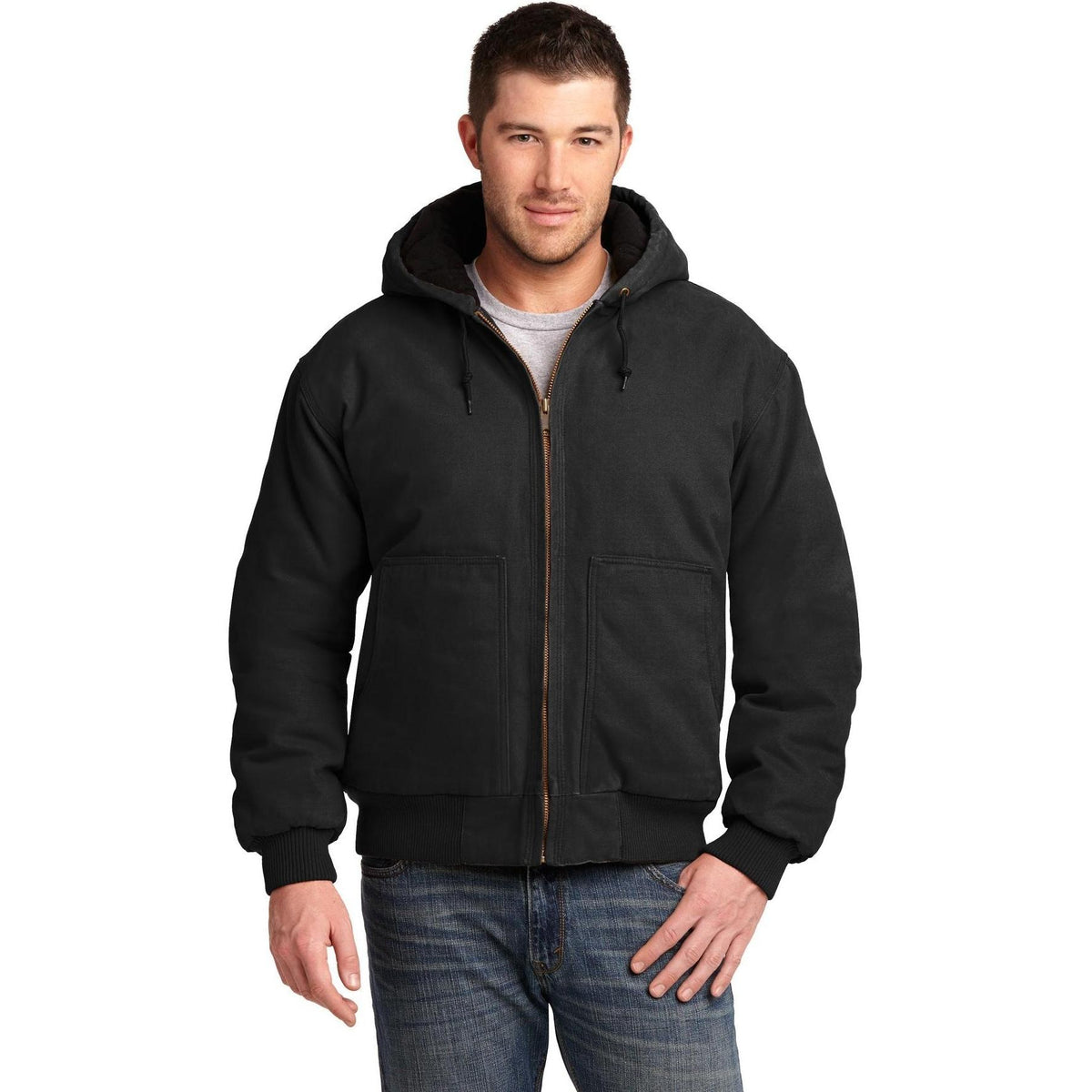 no-logo CornerStone Washed Duck Cloth Insulated Hooded Work Jacket-Regular-Cornerstone-Thread Logic