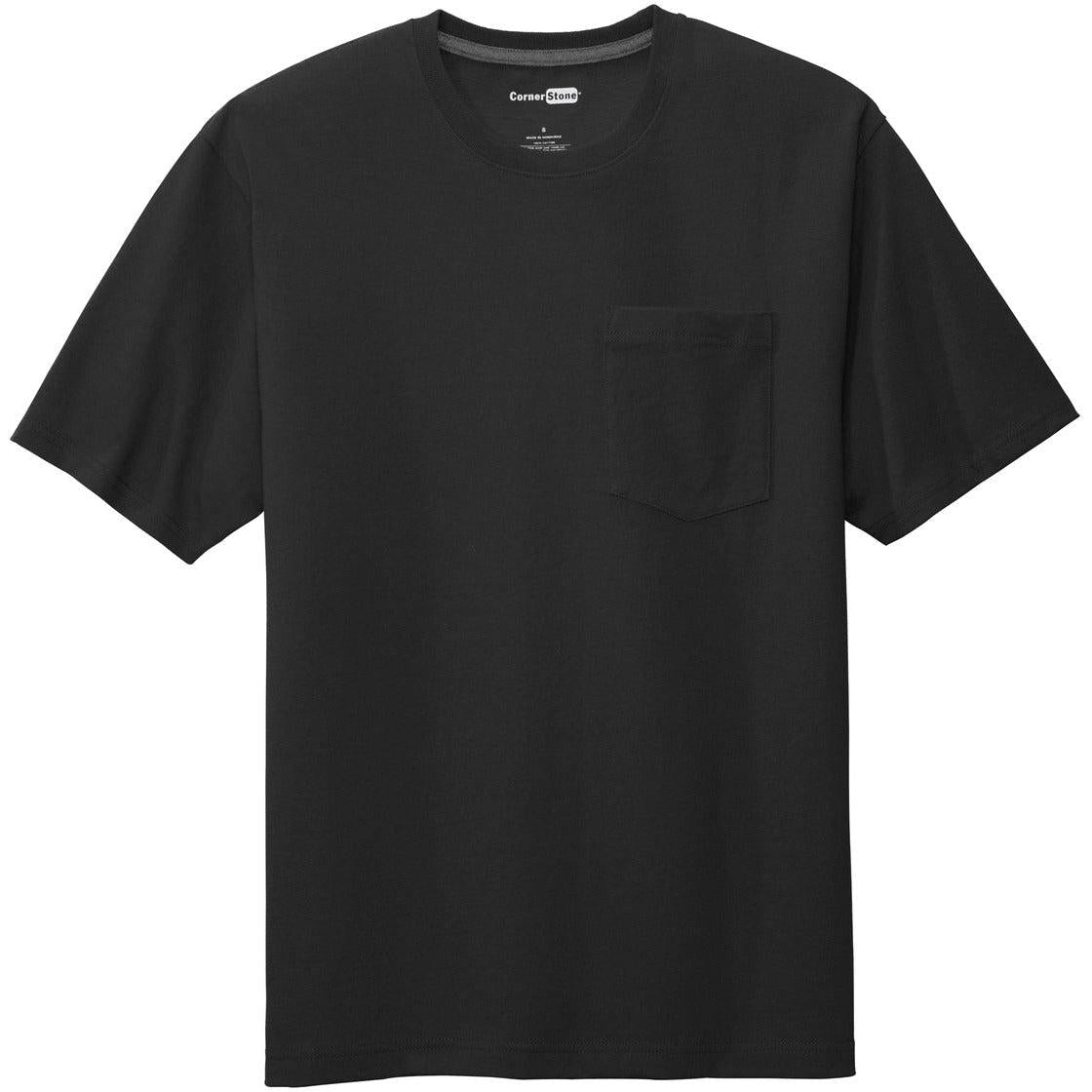 no-logo CornerStone Workwear Pocket Tee-Polos-Cornerstone-Black-S-Thread Logic