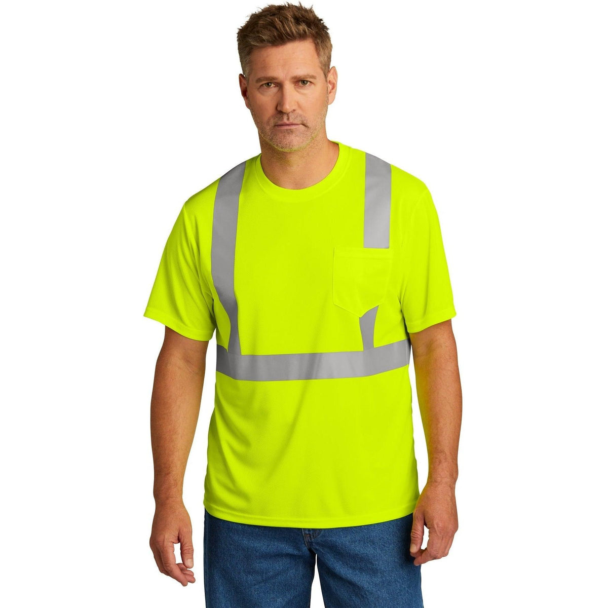 no-logo Cornerstone ANSI 107 Class 2 Mesh Tee-Regular-CornerStone-Thread Logic