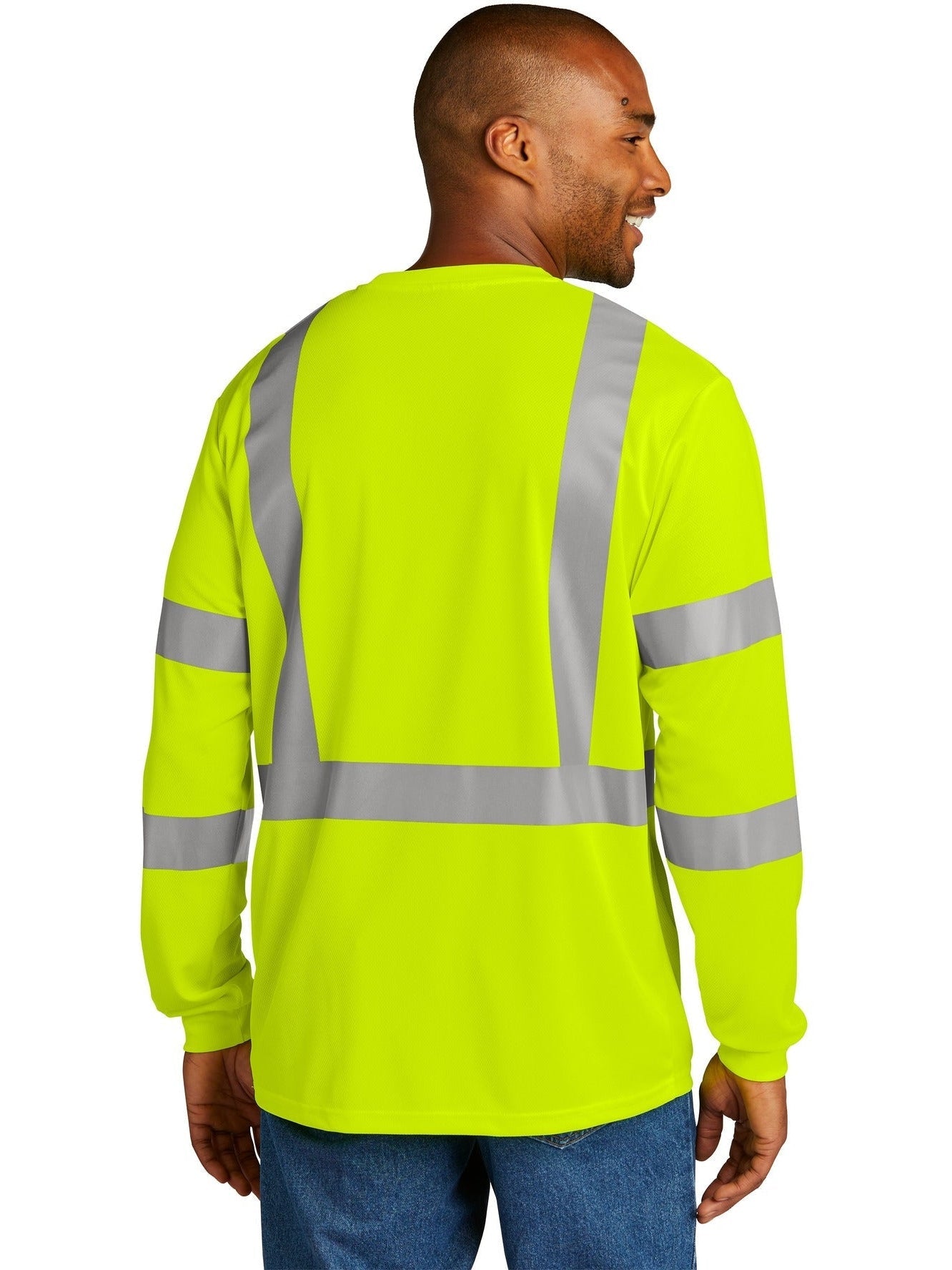 no-logo Cornerstone ANSI 107 Class 3 Mesh Long Sleeve Tee-Regular-CornerStone-Thread Logic
