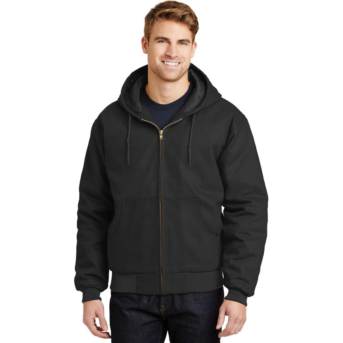 no-logo CornerStone Duck Cloth Hooded Work Jacket-Regular-Cornerstone-Black-S-Thread Logic