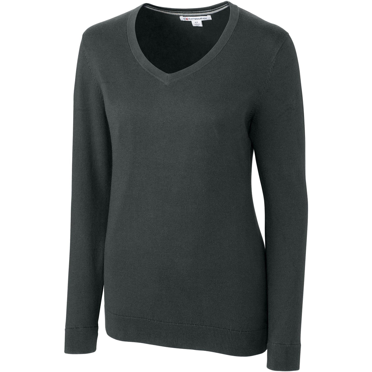logo-left Cutter & Buck Women's Lakemont V-Neck-Sweaters-Cutter&Buck-Charcoal Heather-XS-Thread Logic