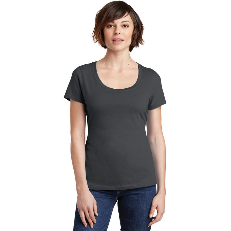 no-logo CLOSEOUT - District Women's Perfect Weight Scoop Tee-District-Charcoal-L-Thread Logic
