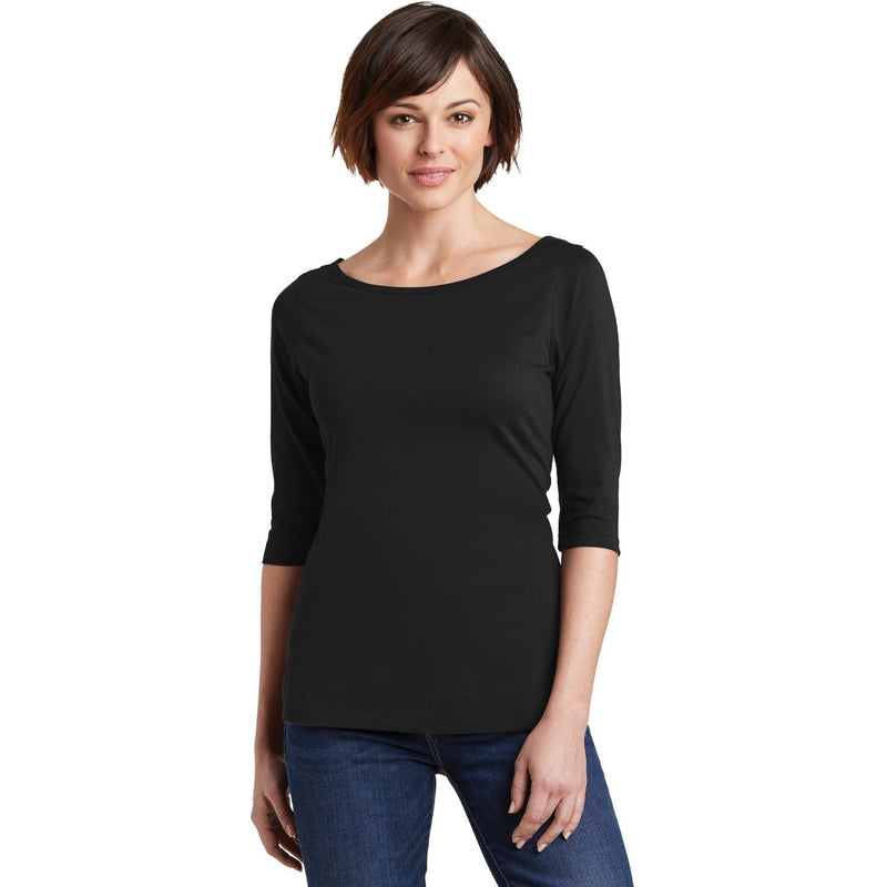 no-logo CLOSEOUT - District Women's Perfect Weight 3/4-Sleeve Tee-District-Jet Black-XS-Thread Logic