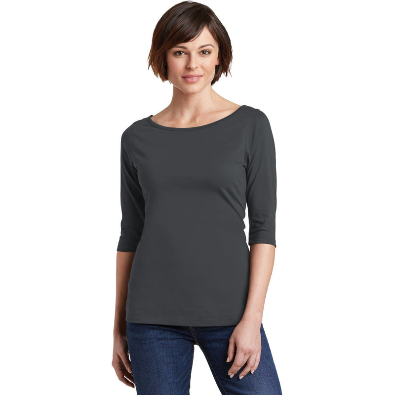 no-logo CLOSEOUT - District Women's Perfect Weight 3/4-Sleeve Tee-District-Charcoal-XS-Thread Logic