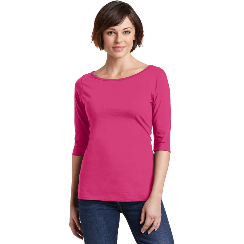 no-logo CLOSEOUT - District Women's Perfect Weight 3/4-Sleeve Tee-District-Dark Fuchsia-XS-Thread Logic