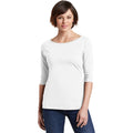 no-logo CLOSEOUT - District Women's Perfect Weight 3/4-Sleeve Tee-District-Bright White-S-Thread Logic