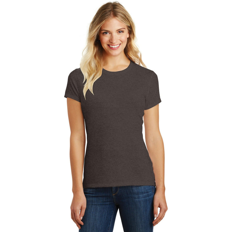 no-logo CLOSEOUT - District Women's Perfect Blend CVC Tee-District-Heathered Brown-XS-Thread Logic