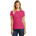 no-logo CLOSEOUT - District Women's Perfect Blend CVC Tee-District-Heathered Watermelon-XS-Thread Logic