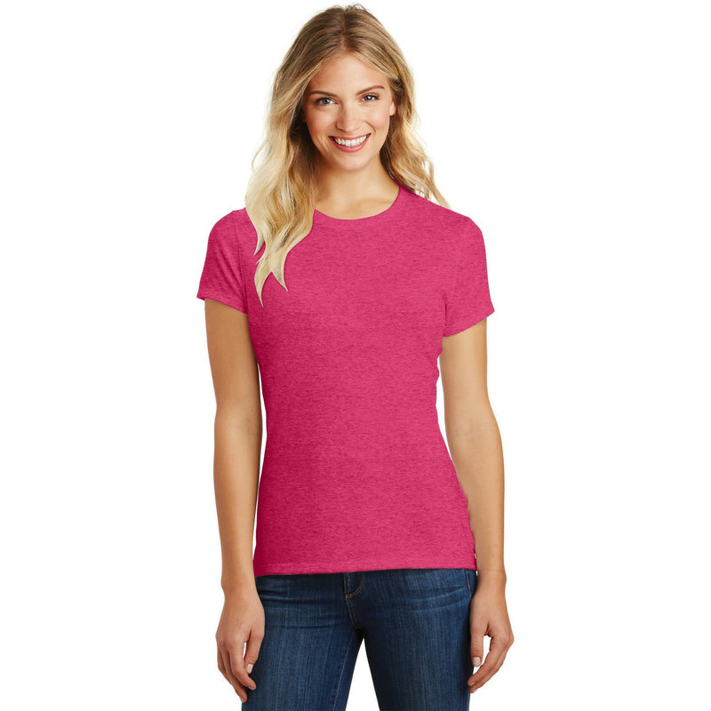 no-logo CLOSEOUT - District Women's Perfect Blend CVC Tee-District-Heathered Watermelon-XS-Thread Logic