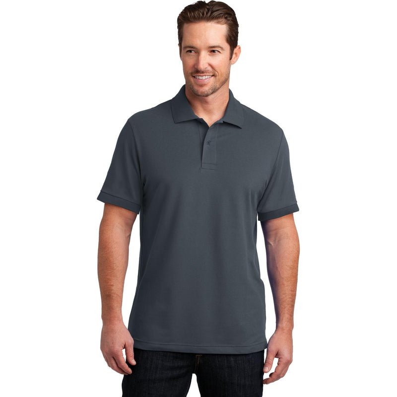 no-logo CLOSEOUT - District Made Mens Stretch Pique Polo-District-Grey Smoke-M-Thread Logic