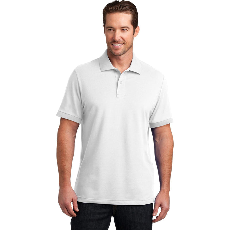 no-logo CLOSEOUT - District Made Mens Stretch Pique Polo-District-White-XS-Thread Logic