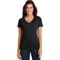 no-logo CLOSEOUT - District Women's Super Slub V-Neck Tee-District-Black-XL-Thread Logic