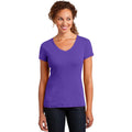 no-logo CLOSEOUT - District Made Ladies Mini Rib V-Neck Tee-District-Purple-S-Thread Logic